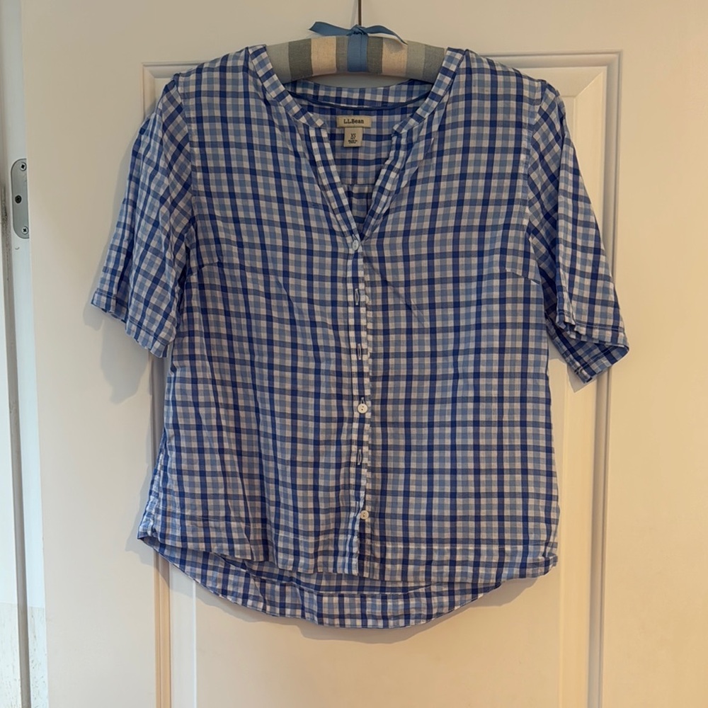 L.L. Bean Blue and White Plaid Shirt